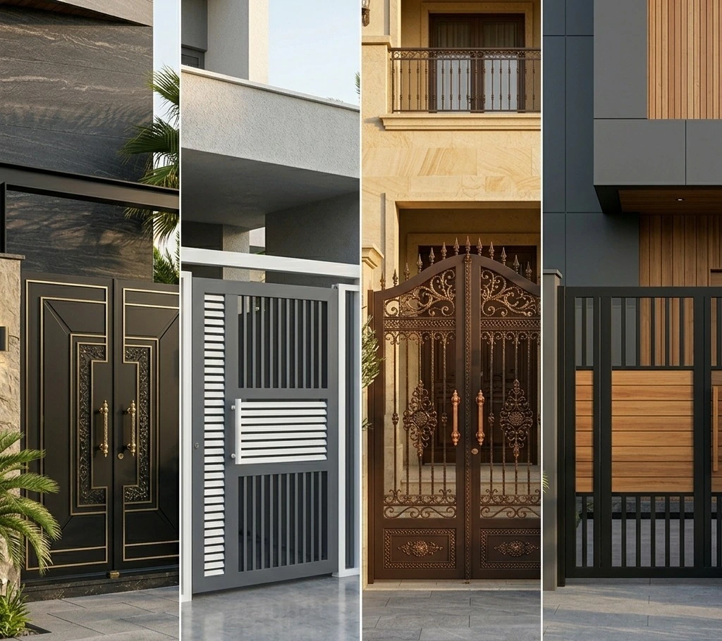 Modern grill gate colour designs for Indian home entrance
