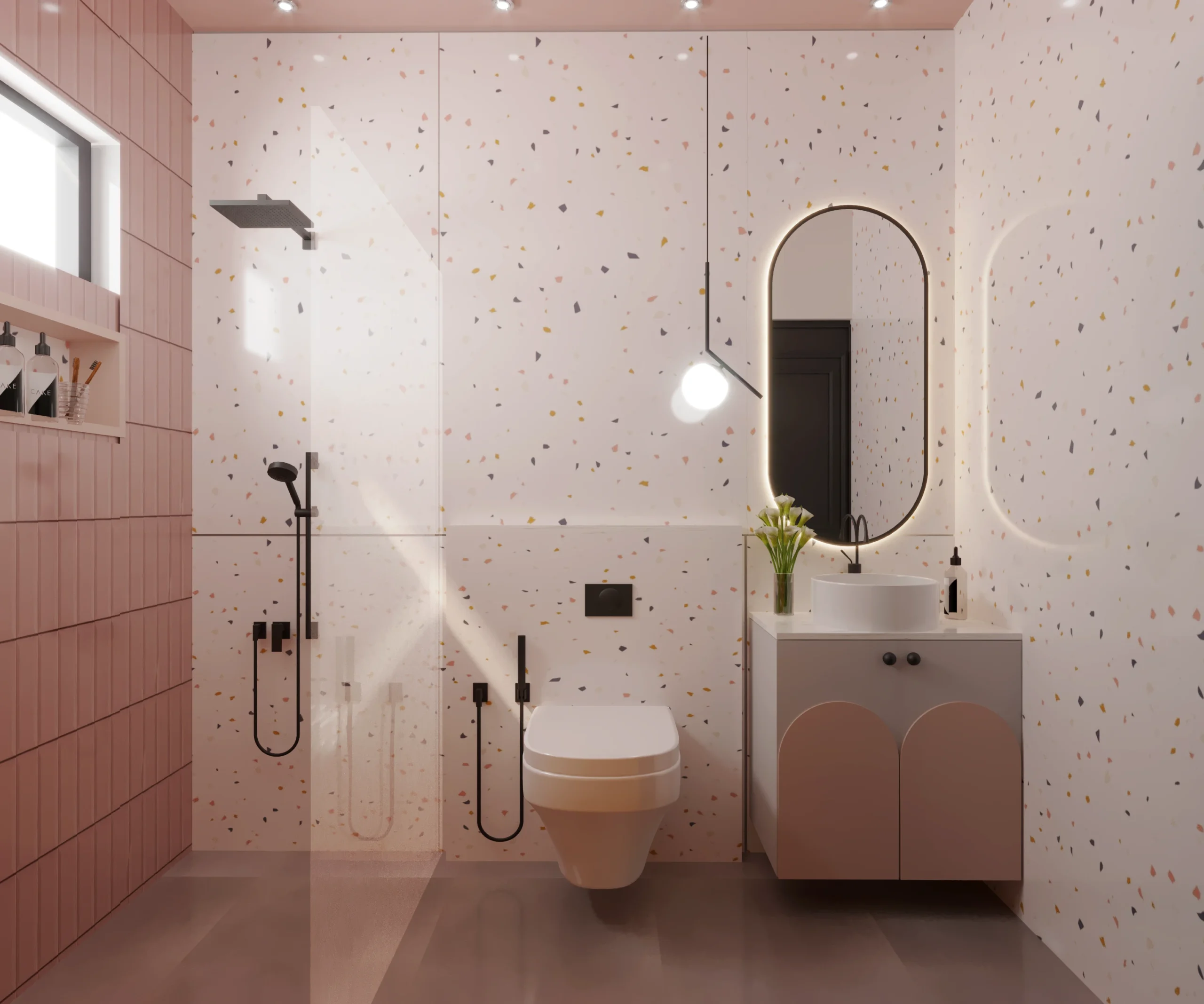 Stylish Pink Bathroom Interior Design