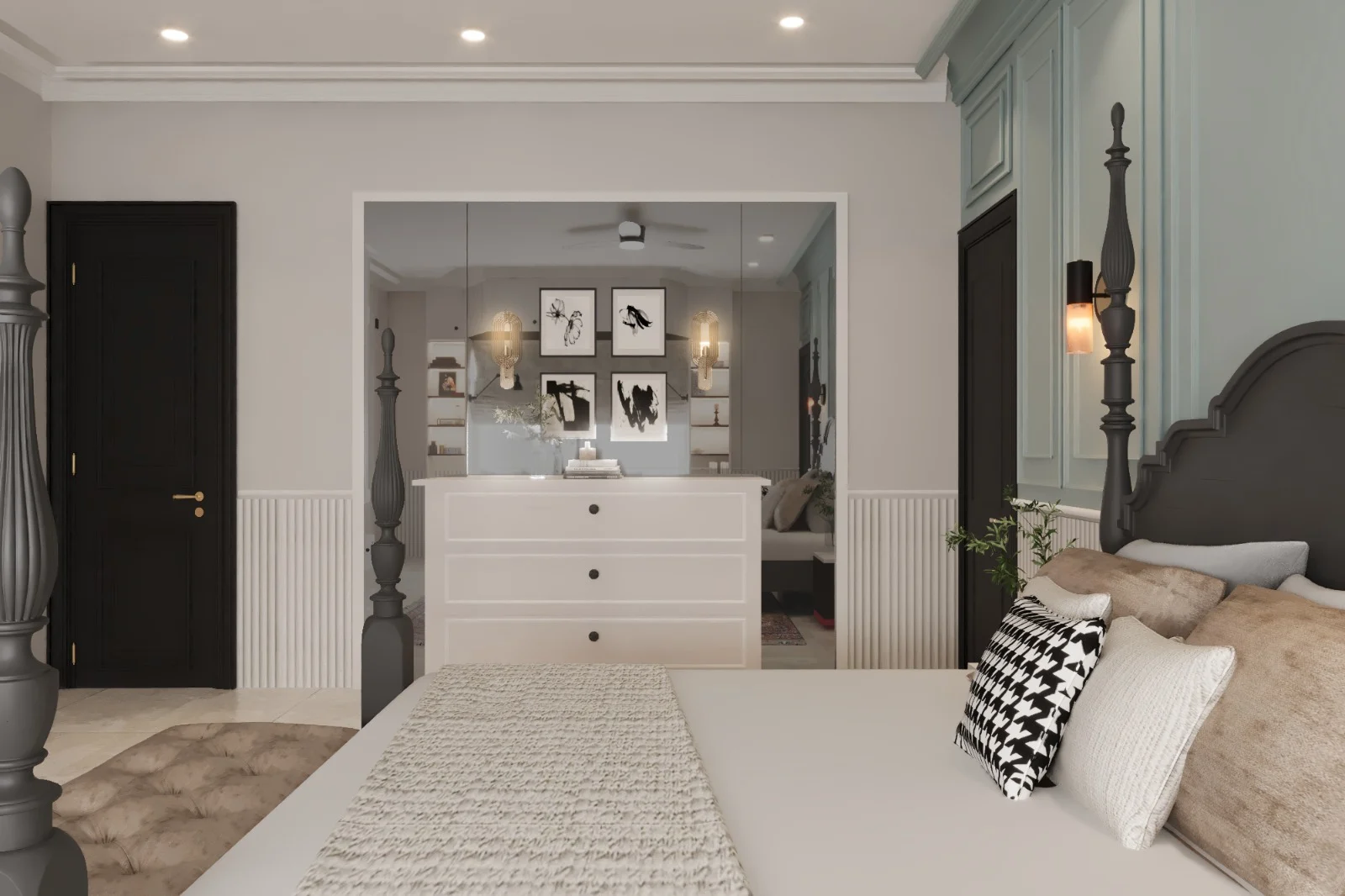 Classic Master Bedroom Interior with Dressing Area