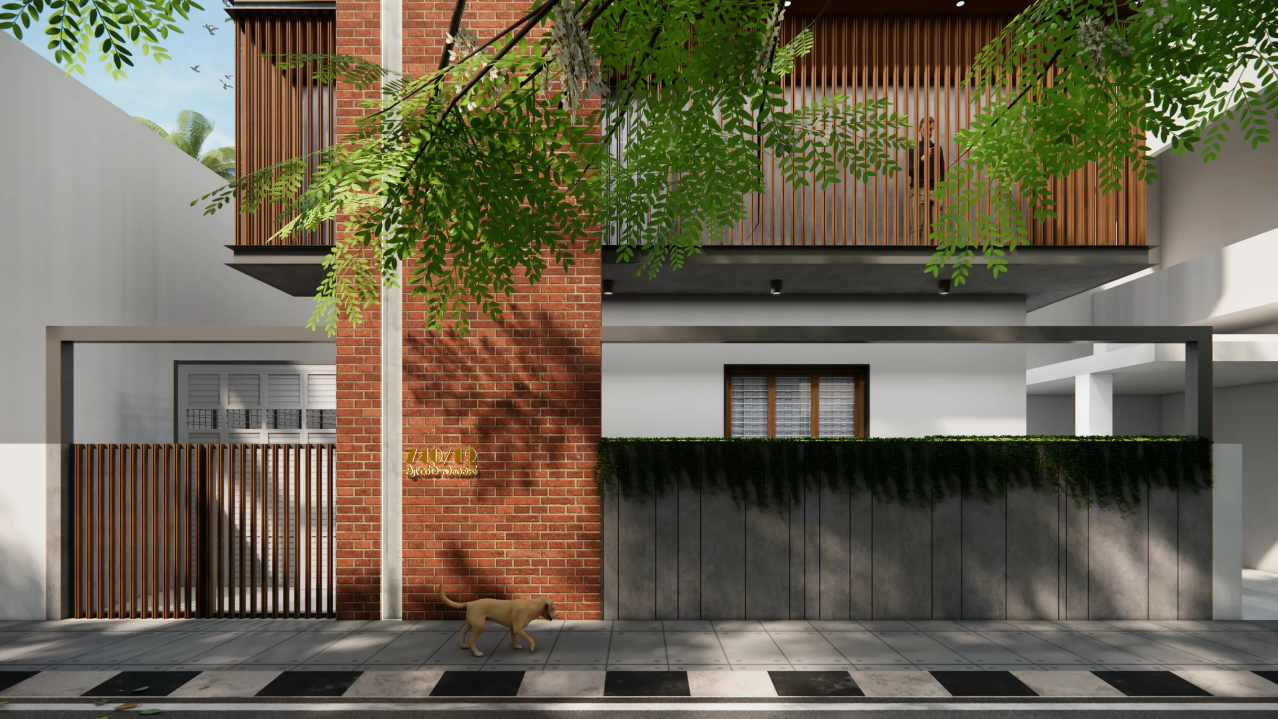 Brick facade design for a renovated house in Bangalore