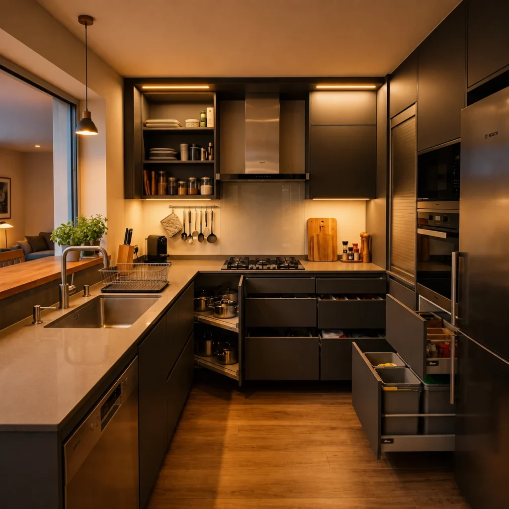 Modern modular kitchen interior design in Sarjapur with smart storage